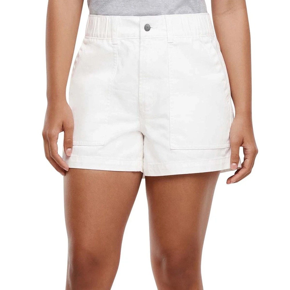 Gap Women's Patch Pockets Elastic Waist Twill Shorts, White, Size: Large, New
